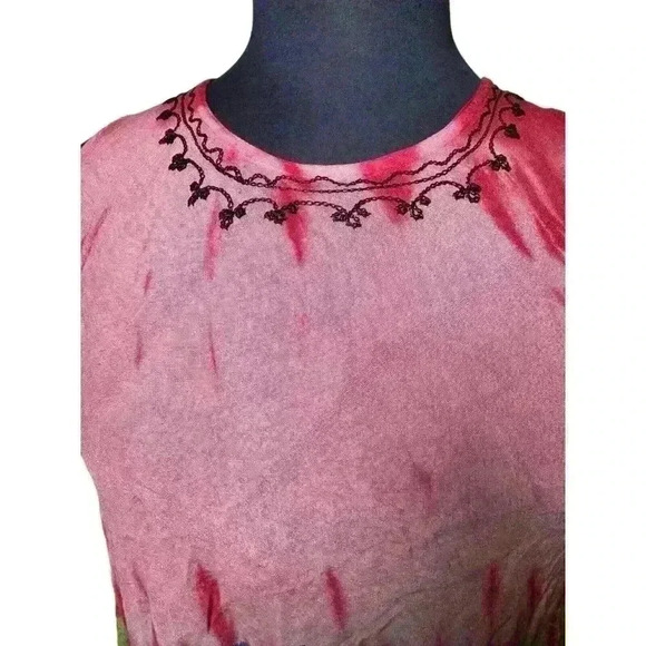 India Boutique‎ Tank Top, Women's Size Free OS Pink Red Yellow Flower Stitching - Picture 4 of 9